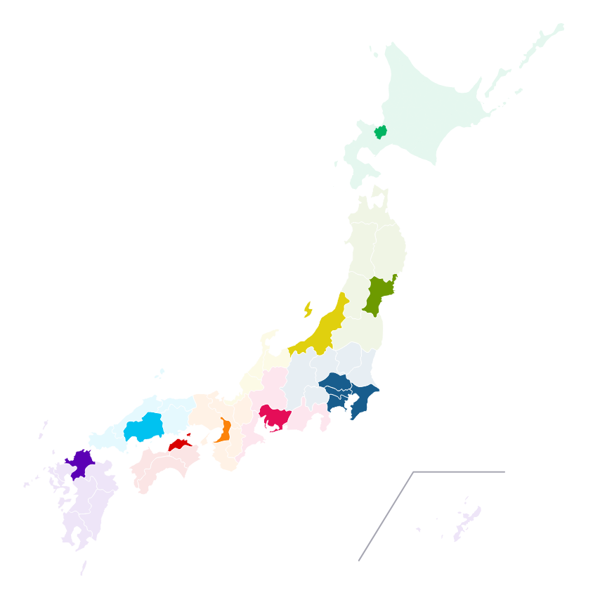企画管理・営業コース（地域職）の勤務地マップ